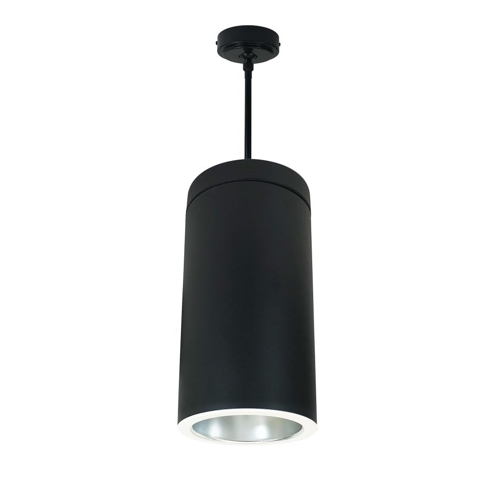 6" Sapphire III Pendant Mount Black Cylinder, Diffused Clear Reflector/ Matte Powder White