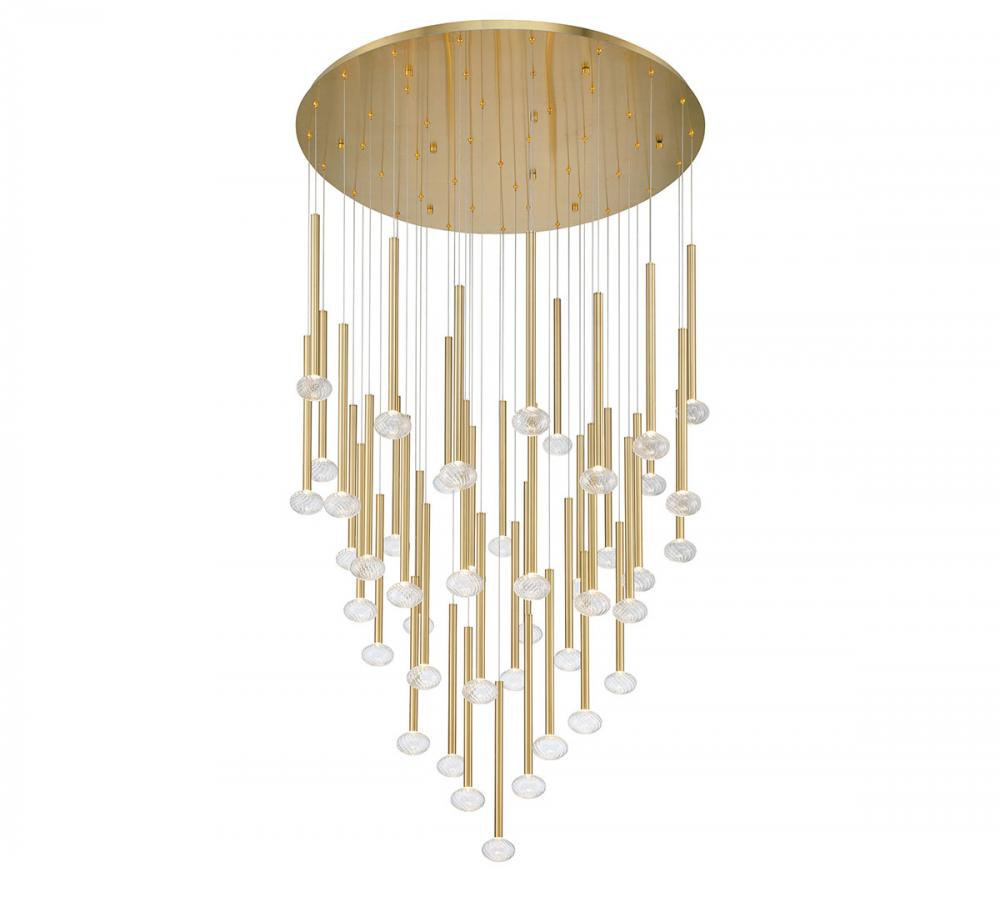 Soffio, 44 Light Round LED Chandelier, Plated Brushed Gold