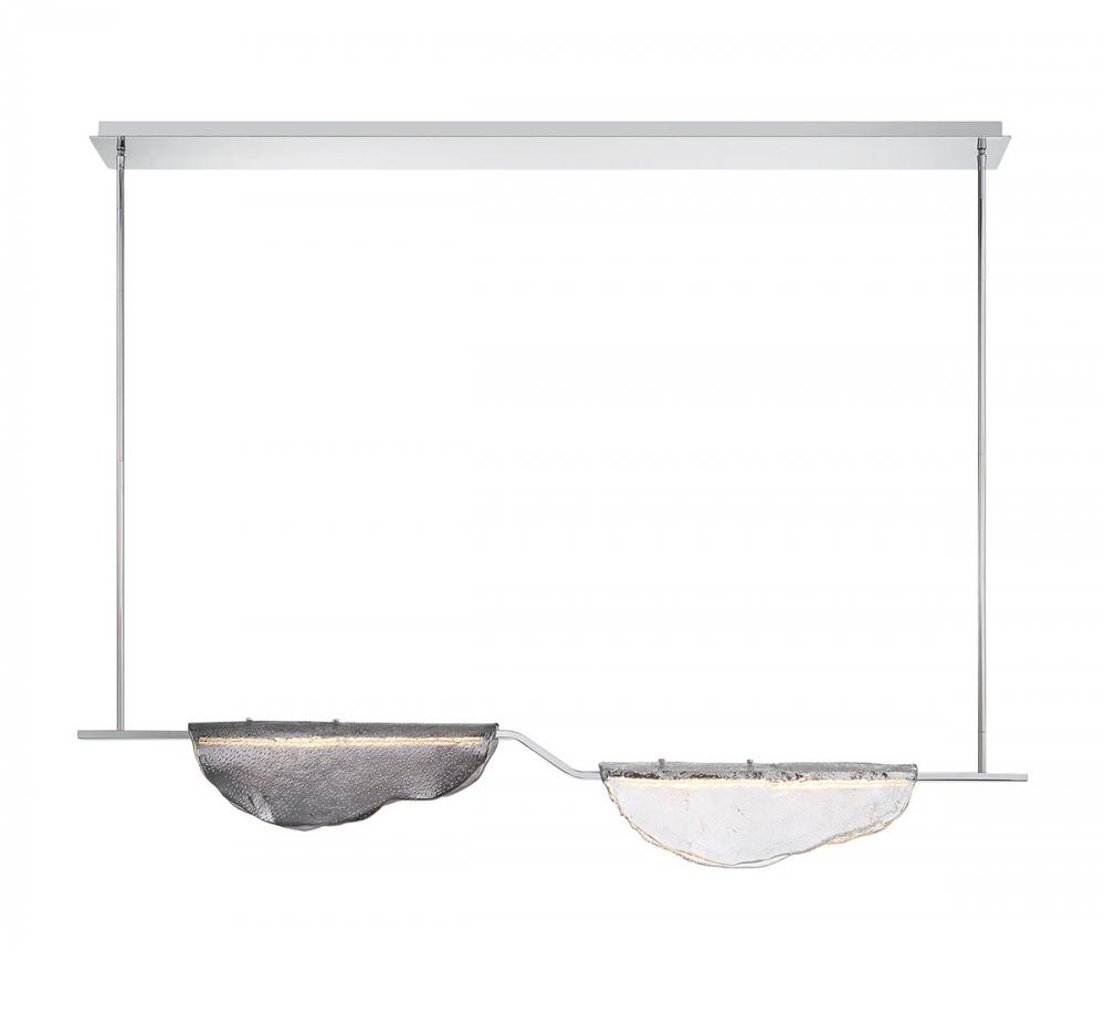 Savona, 2 Light Linear LED Chandelier, Smoke and Clear