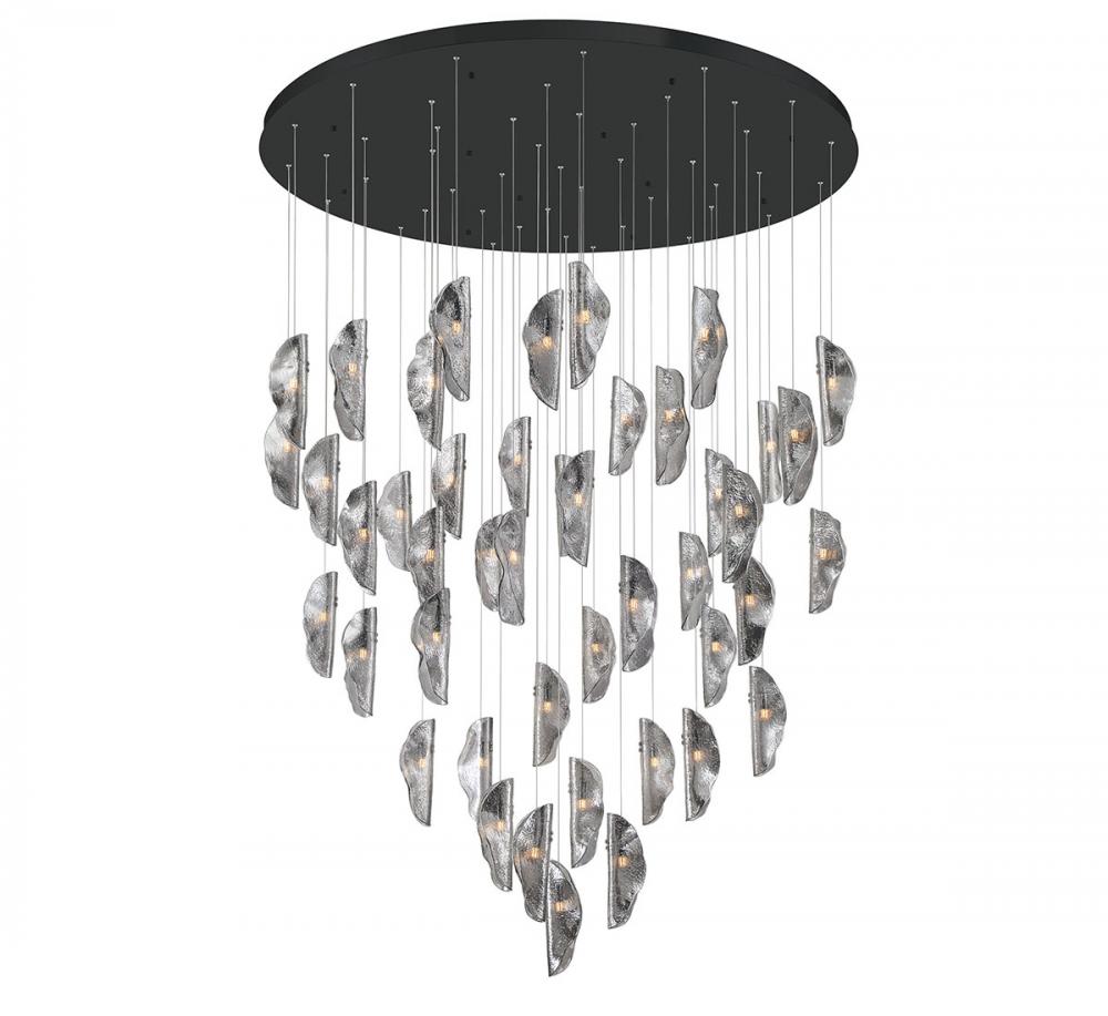 Sorrento, 45 Light LED Grand Chandelier, Smoke, Black Canopy