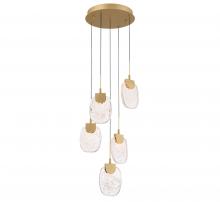 Lib & Co. US 12297-030 - Castelo, 5 Light Round LED Chandelier, Painted Antique Brass