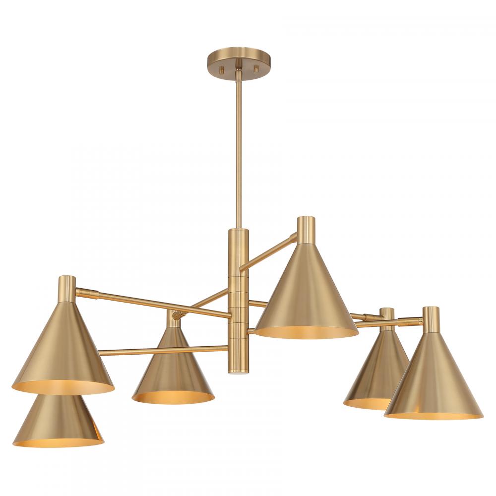 Pharos 6-Light Chandelier in Noble Brass by Breegan Jane