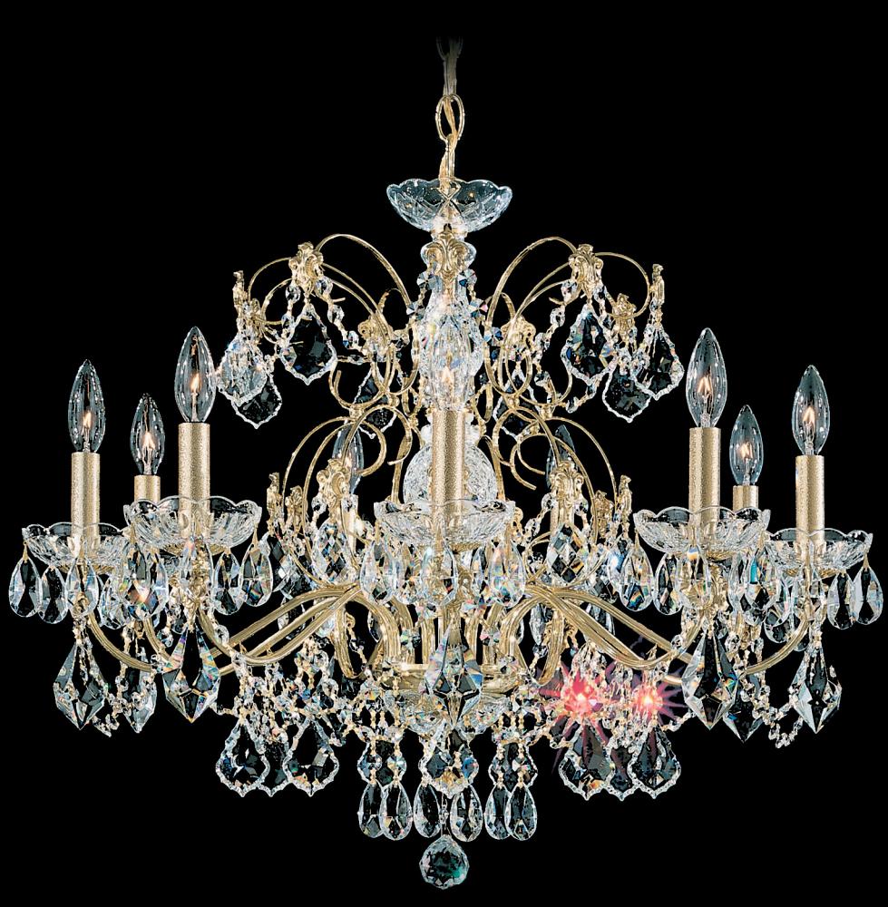 Century 9 Light 120V Chandelier in Antique Silver with Heritage Handcut Crystal