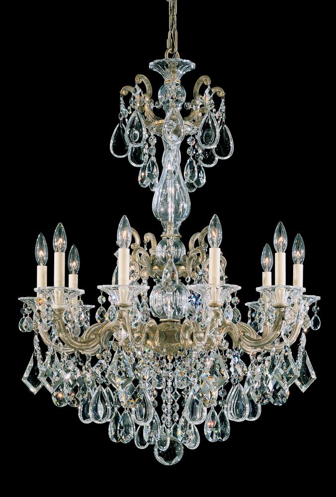 La Scala 10 Light 120V Chandelier in Florentine Bronze with Clear Crystals from Swarovski