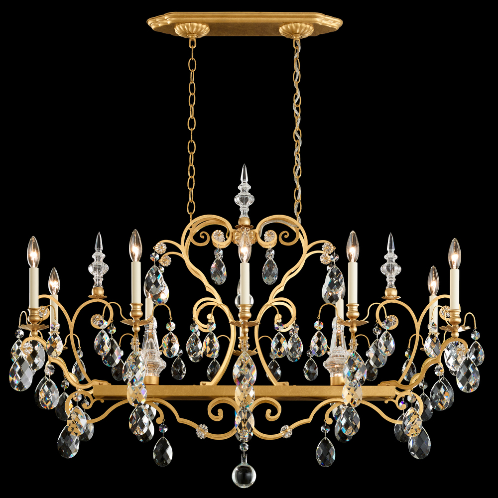 Renaissance 12 Light 120V Chandelier in Black with Heritage Handcut Crystal