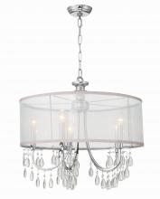 Crystorama 5625-CH - Hampton 5 Light Drum Shade Polished Chrome Chandelier