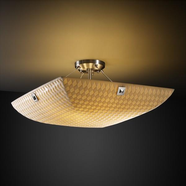 18" LED Semi-Flush Bowl w/ PAIR CYLINDRICAL FINIALS