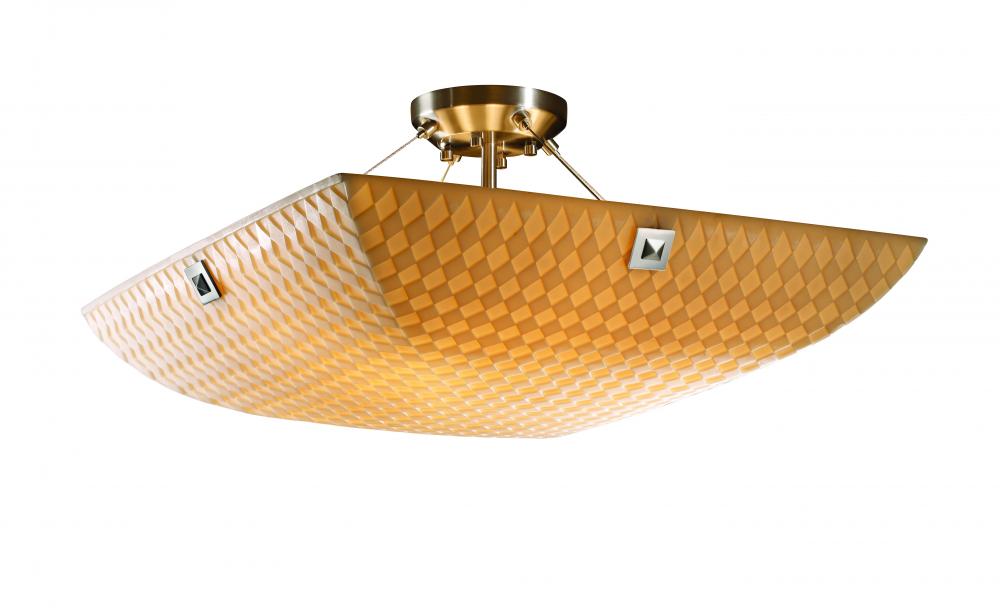 24" LED Semi-Flush Bowl w/ PAIR CYLINDRICAL FINIALS