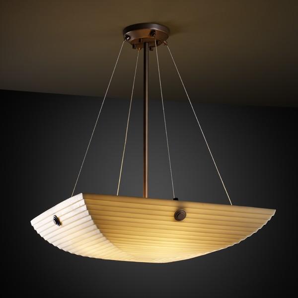 24" LED Pendant Bowl w/ CONCENTRIC CIRCLES FINIALS