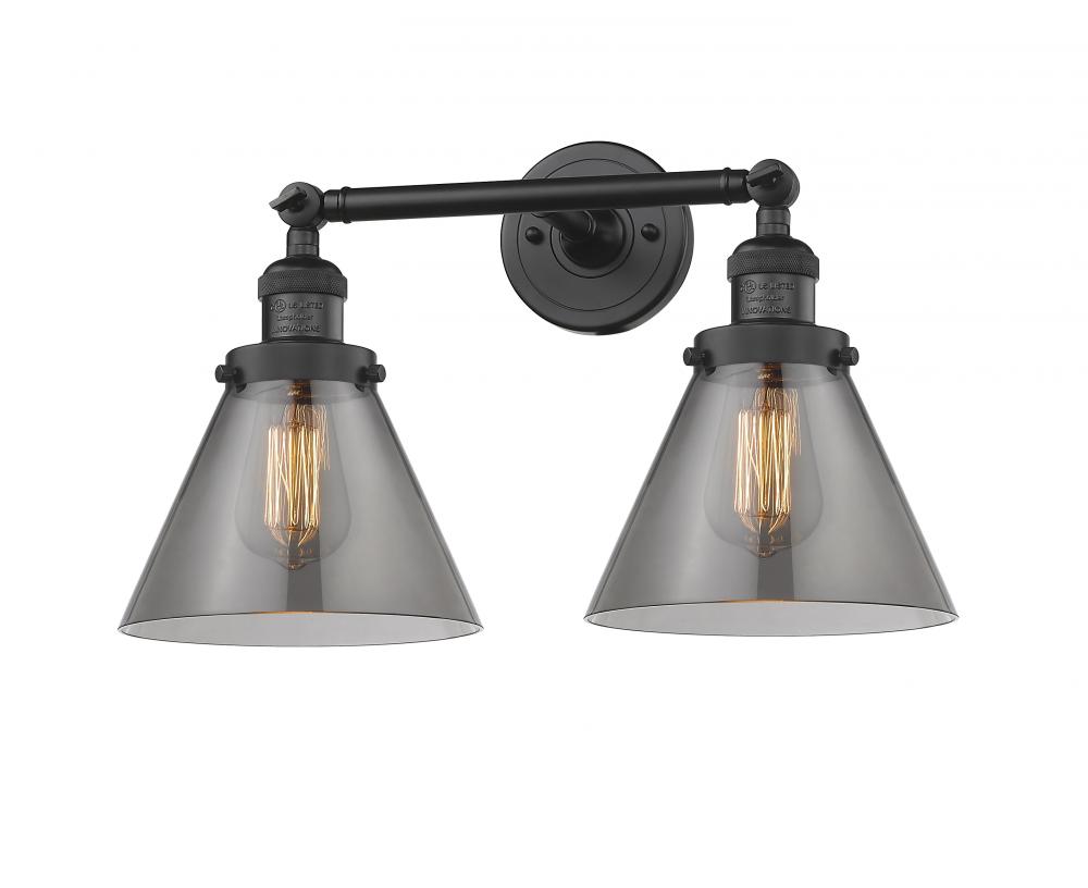 Cone - 2 Light - 18 inch - Matte Black - Adjustable Bath Vanity Light