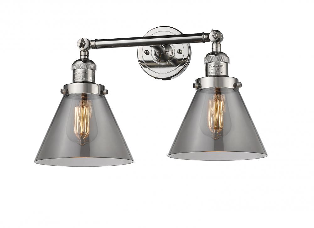 Cone - 2 Light - 18 inch - Polished Nickel - Adjustable Bath Vanity Light