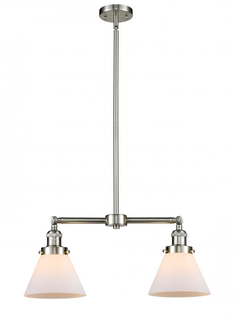 Cone - 2 Light - 21 inch - Brushed Satin Nickel - Stem Hung - Adjustable Island Light