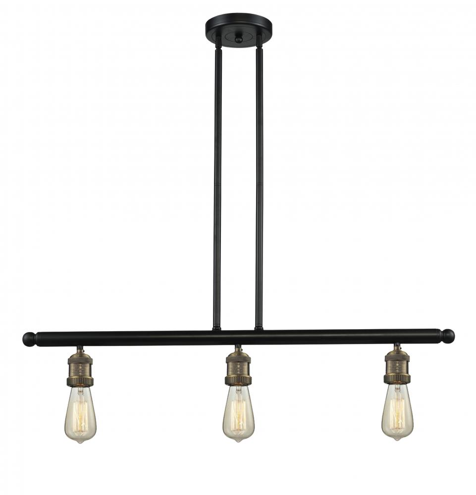 Bare Bulb - 3 Light - 38 inch - Black Antique Brass - Stem Hung - Adjustable Island Light