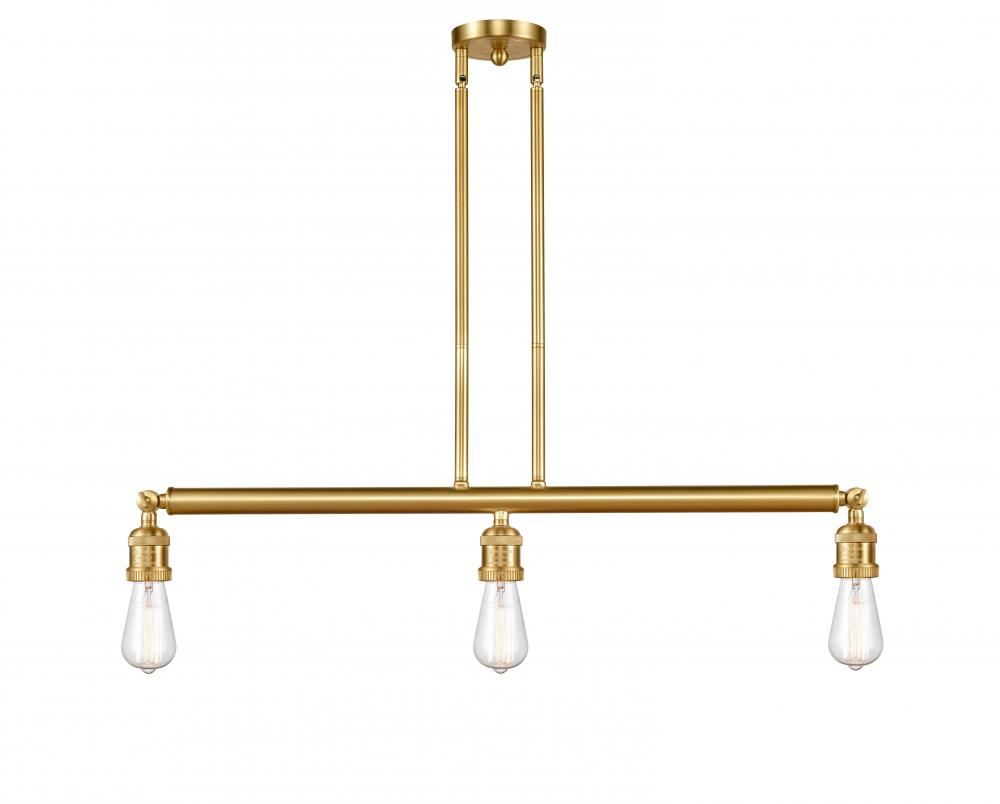 Bare Bulb - 3 Light - 38 inch - Satin Gold - Stem Hung - Adjustable Island Light