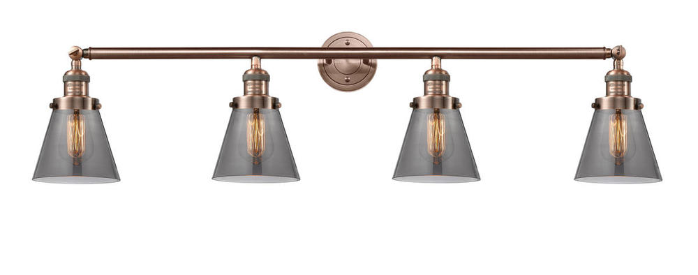 Cone - 4 Light - 42 inch - Antique Copper - Adjustable Bath Vanity Light