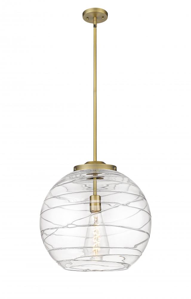 Athens Deco Swirl - 1 Light - 16 inch - Brushed Brass - Stem Hung - Pendant