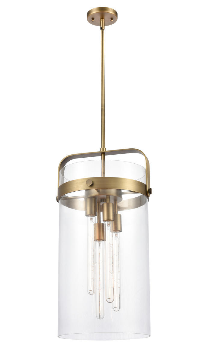 Pilaster - 4 Light - 12 inch glass - Polished Nickel - Cord hung - Pendant