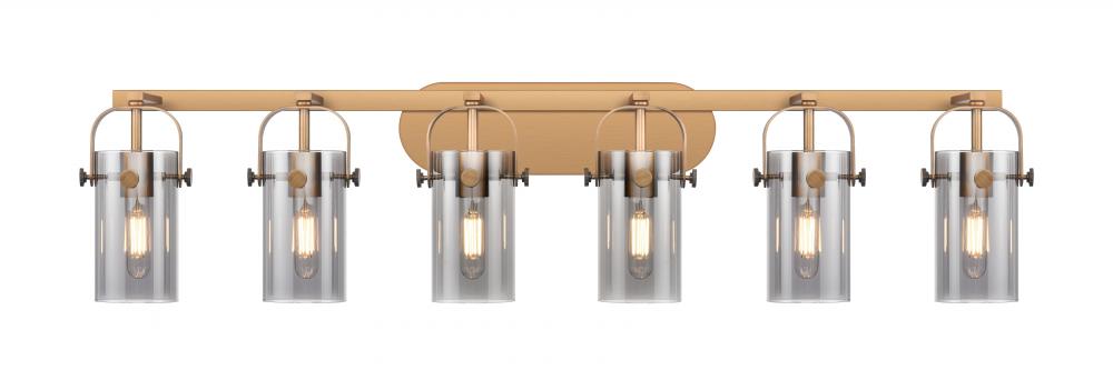 Pilaster II Cylinder - 6 Light - 44 inch - Brushed Brass - Bath Vanity Light