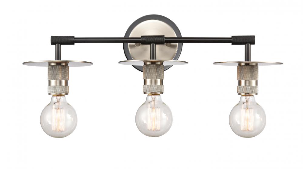 Aurora - 3 Light - 22 inch - Black Satin Nickel - Bath Vanity Light
