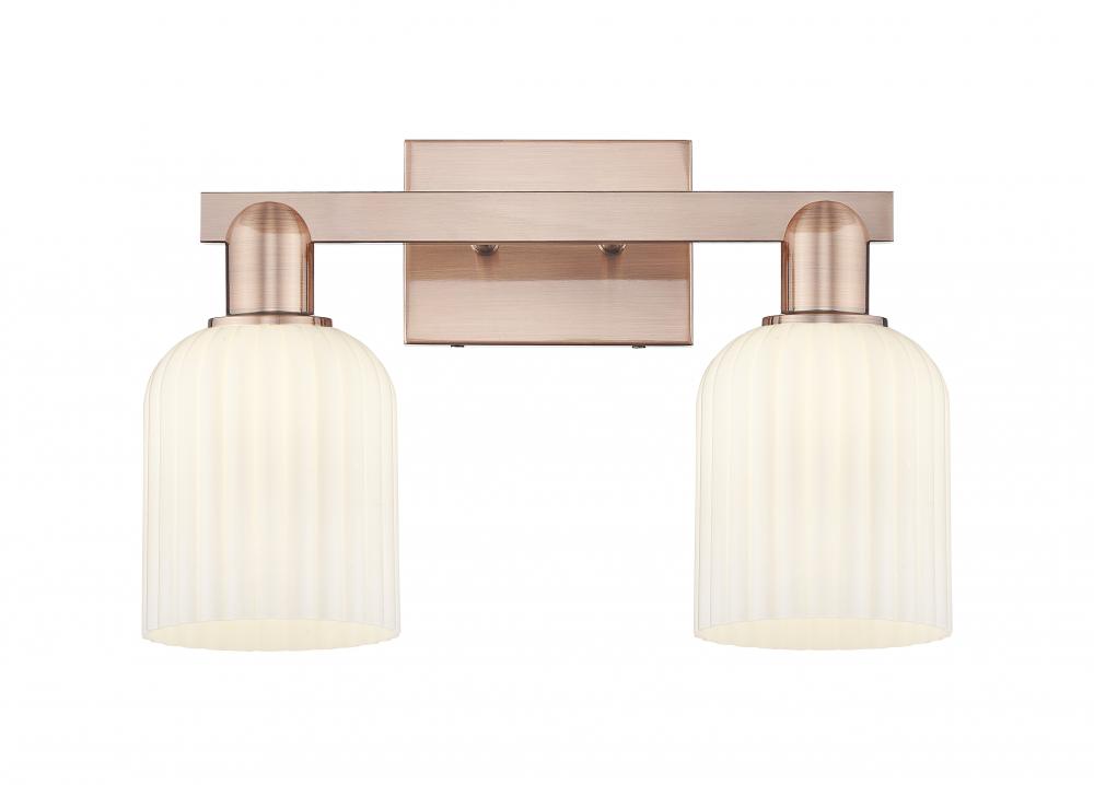 Bridal Veil - 2 Light - 16 inch - Antique Copper - Bath Vanity Light