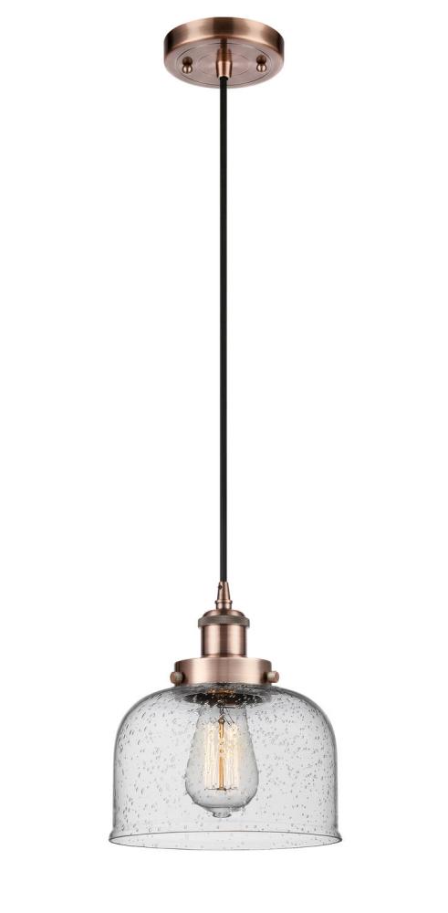 Bell - 1 Light - 8 inch - Antique Copper - Cord hung - Mini Pendant