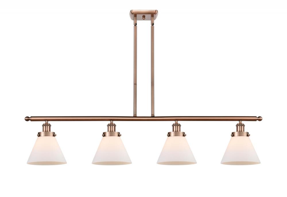 Cone - 4 Light - 48 inch - Antique Copper - Stem Hung - Island Light