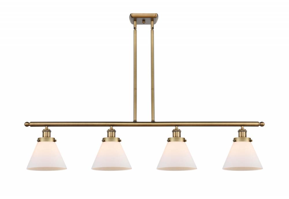 Cone - 4 Light - 48 inch - Brushed Brass - Stem Hung - Island Light