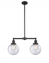 Innovations Lighting 209-BK-G204-8 - Beacon - 2 Light - 25 inch - Matte Black - Stem Hung - Adjustable Island Light