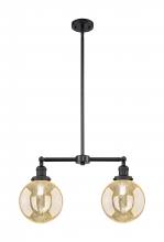Innovations Lighting 209-BK-G208-8 - Beacon - 2 Light - 25 inch - Matte Black - Stem Hung - Island Light