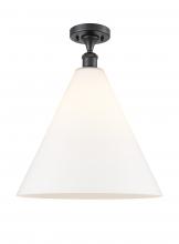 Innovations Lighting 516-1C-BK-GBC-161 - Berkshire - 1 Light - 16 inch - Matte Black - Semi-Flush Mount