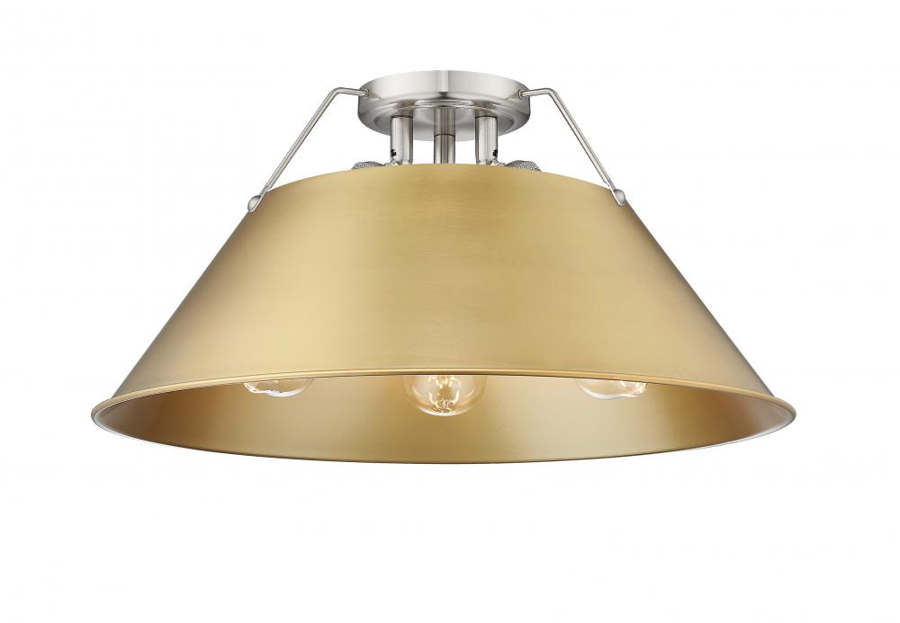 Orwell 3-Light Flush Mount in Pewter with Brushed Champagne Bronze