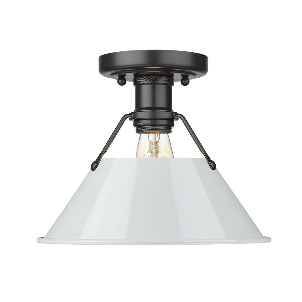 Orwell 1-Light Flush Mount in Matte Black with Dusky Blue