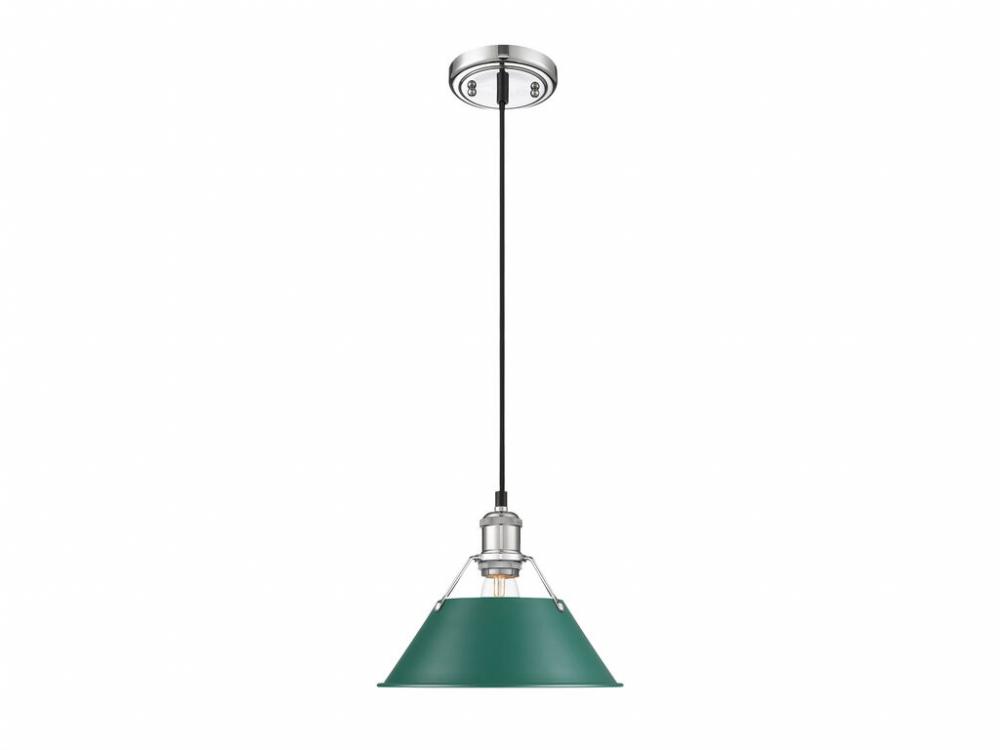 Orwell 10" Wide Medium Pendant in Chrome with Pine Green