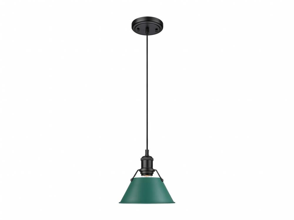 Orwell 7.5" Wide Small Pendant in Matte Black with Pine Green