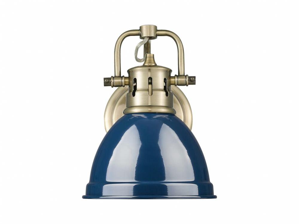 Duncan 1-Light Bath Vanity in Aged Brass with Matte Navy