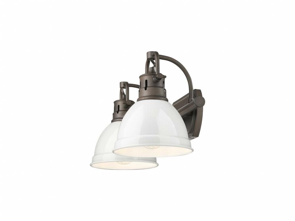Duncan 2-Light Bath Vanity in Rubbed Bronze with White