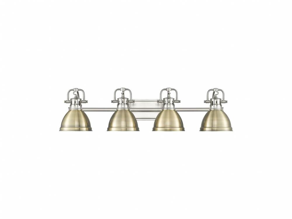 Duncan 4-Light Bath Vanity in Pewter with Aged Brass