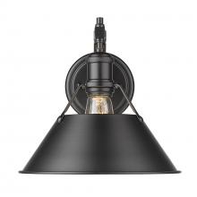 Golden 3306-1W BLK-BLK - Orwell 1-Light Wall Sconce in Matte Black