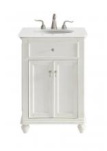 Elegant VF12324AW-VW - 24 inch Single Bathroom vanity in Antique White with ivory white engineered marble